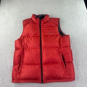 Eddie Bauer‎ Puffer Jacket Mens XLT Tall Red Premium Goose Down Vest Full Zip